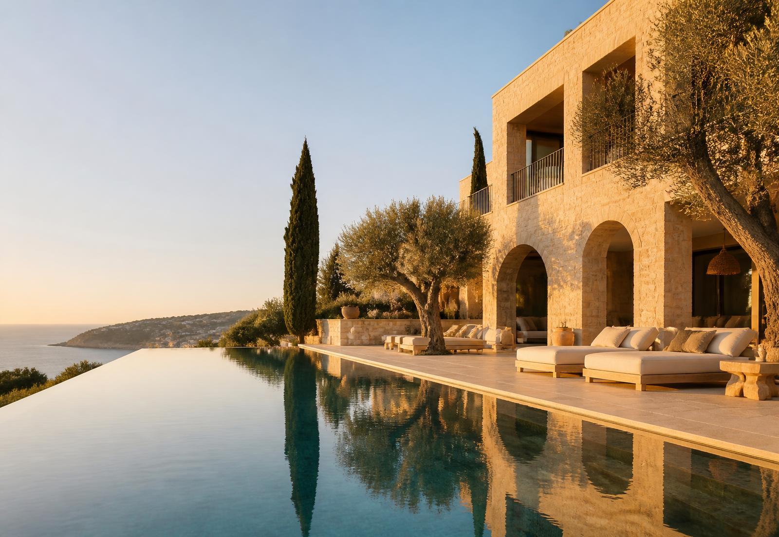Luxury Costa Blanca villa with infinity pool and terrace at golden hour